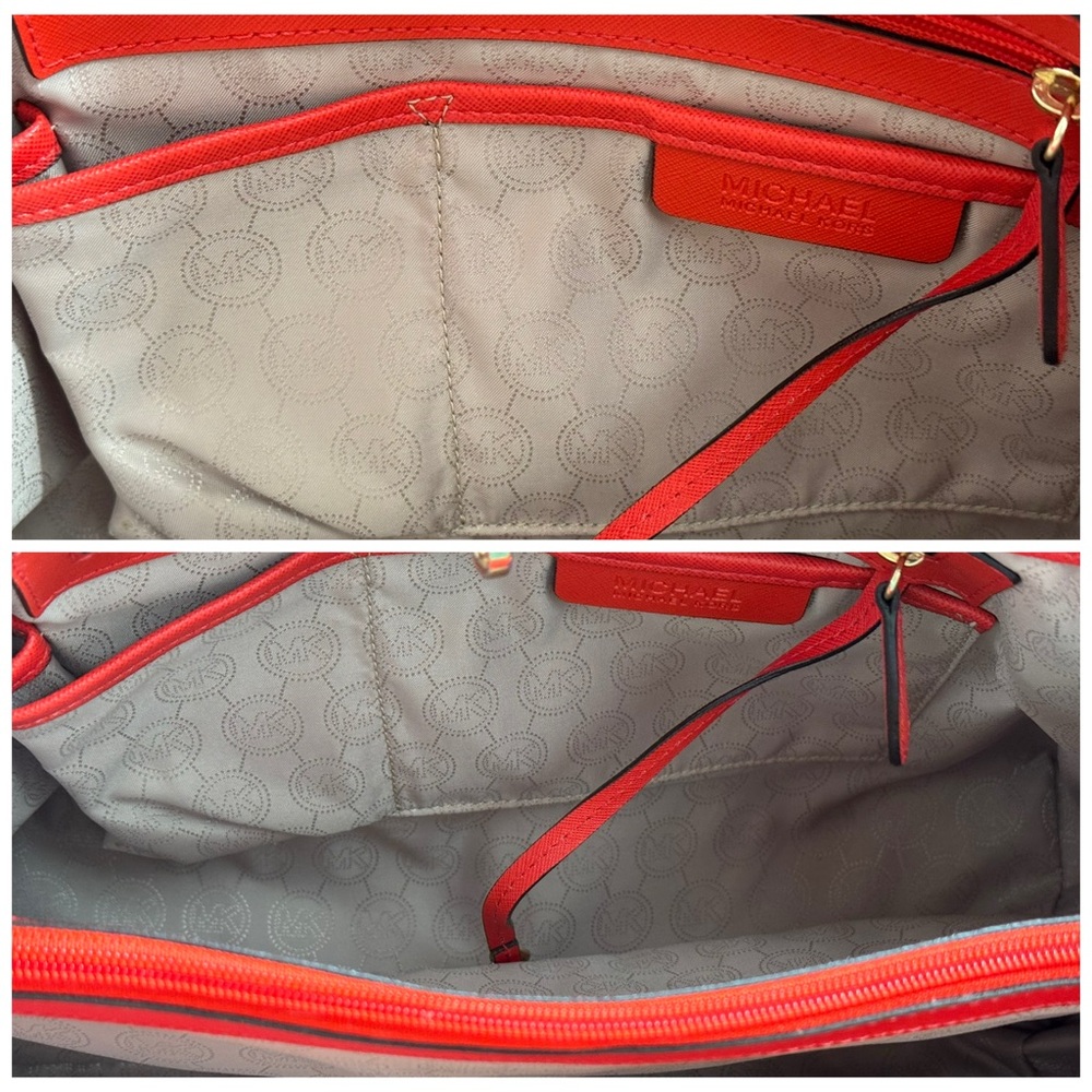 Michael Kors Vibrant Red Tote with Gold Accents EUC - Picture 7 of 11